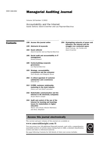 پاسخگویی و اینترنت: مجله حسابرسی مدیریتی (دوره 18 شماره 3 2003)