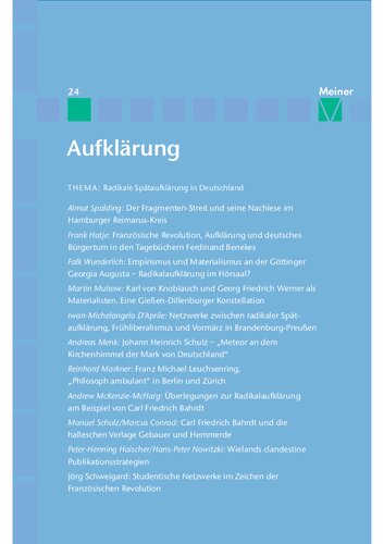 ﻿روشنگری، جلد 24: روشنگری متأخر رادیکال در آلمان: سرنوشت های فردی - صور فلکی - شبکه ها