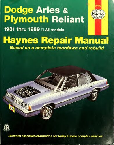﻿کتابچه راهنمای تعمیرات خودروهای Haynes Dodge Aries و Plymouth Reliant ویرایش پنجم