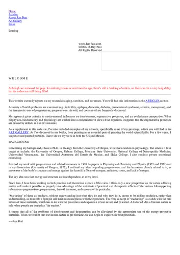 ﻿ری پیت (1936–2022) مجموعه کاملی از مقالات ری پیت از وبسایت raypeat.com و raypeatforum.com