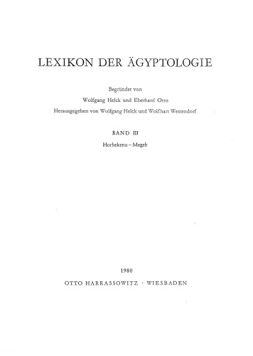 Lexicon of Agyptology - دوره III: Horhekenu - Megeb