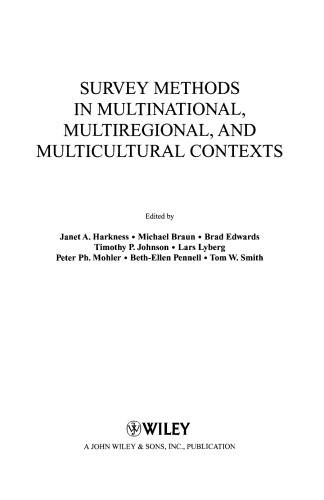 ﻿روش‌های نظرسنجی در زمینه‌های چند فرهنگی، چند ملیتی و چند منطقه‌ای (سری‌های Wiley در روش‌شناسی نظرسنجی)