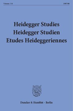 ﻿مطالعات هایدگر / HeideggerStudien / Etudes Heideggeriennes: جلد 3/4 (1987/88)