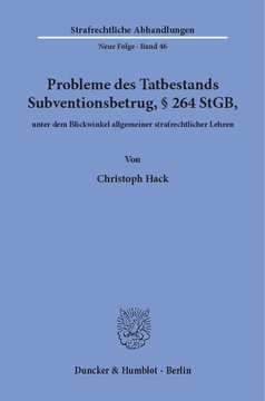 ﻿مشکلات جرم کلاهبرداری یارانه، بند 264 StGB، از دیدگاه دکترین های حقوق جزا عمومی