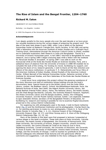 ظهور اسلام و مرز بنگال ، 1204-1760 (مطالعات تطبیقی ​​در مورد جوامع مسلمان)