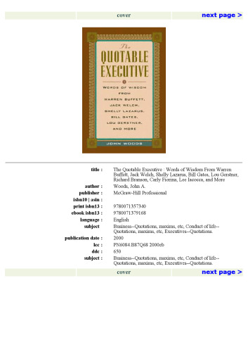 ﻿The Quotable Executive: Words of Wisdom from Warren Buffett, Jack Welch, Shelly Lazarus, Bill Gates, Lou Gerstner, و غیره