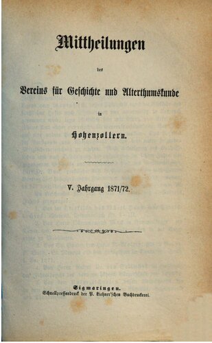 ﻿اعلامیه های انجمن تاریخ و باستان در هوهنزولرن