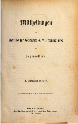 ﻿اعلامیه های انجمن تاریخ و باستان در هوهنزولرن