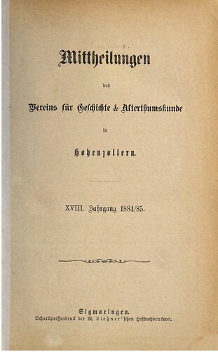 ﻿اعلامیه های انجمن تاریخ و باستان در هوهنزولرن
