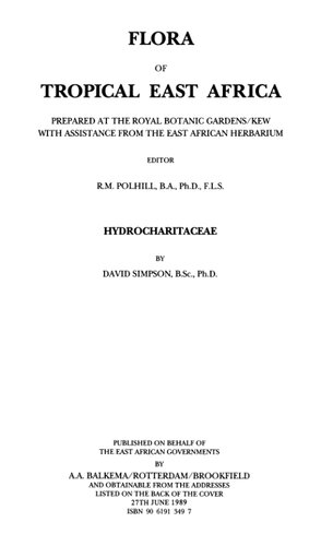 ﻿فلور استوایی شرق آفریقا - Hydrocharitaceae (1989)