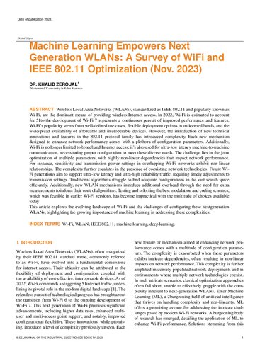 ﻿یادگیری ماشینی WLAN های نسل بعدی را تقویت می کند: بررسی WiFi و بهینه سازی IEEE 802.11 (نوامبر 2023)