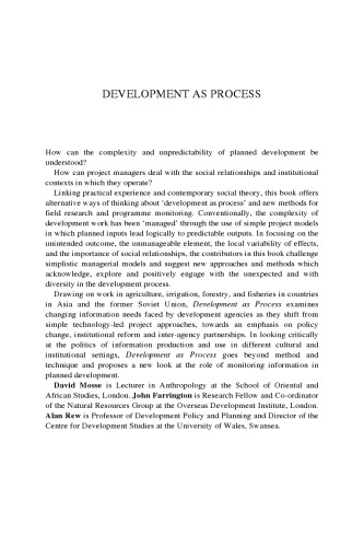 ﻿توسعه به عنوان فرآیند: مفاهیم و روشهای کار با پیچیدگی (Routledge Research Odi Studies Policy Studies، 2)