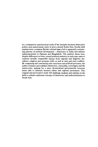 دموکراسی و اقتدارگرایی در جنوب آسیا: یک دیدگاه تطبیقی ​​و تاریخی (آسیای جنوبی معاصر)