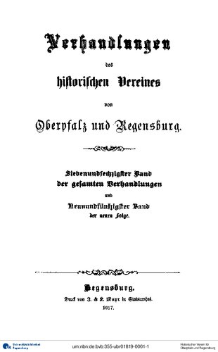 ﻿مذاکرات انجمن تاریخی برای فلات بالا و رگنسبورگ
