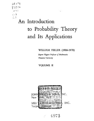﻿مقدمه ای بر نظریه احتمالات و کاربردهای آن، جلد. 2، چاپ دوم