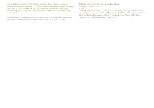 ﻿چند یادداشت در مورد باستان شناسی بخش پونو، پرو [1946]