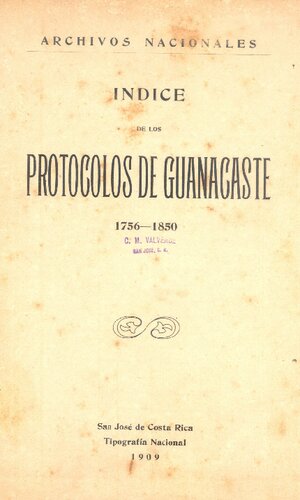 ﻿فهرست پروتکل های Guanacaste 1756-1850