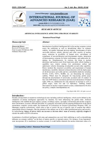 ﻿هوش مصنوعی بر ثبات استراتژیک تأثیر می گذارد