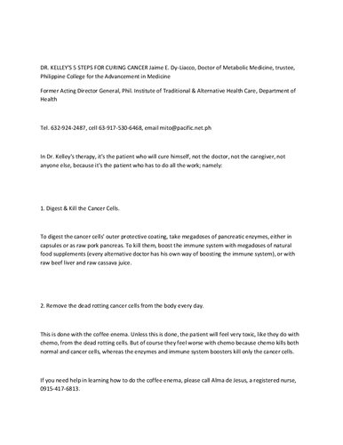 ﻿پروتکل سرطان دکتر جیم دی لیاکو