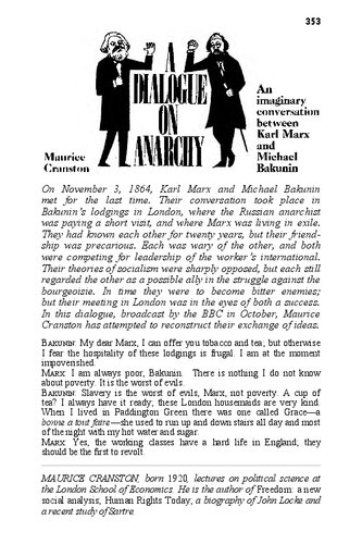 ﻿گفتگو در مورد هرج و مرج گفتگوی خیالی کارل مارکس و میشائیل باکونین