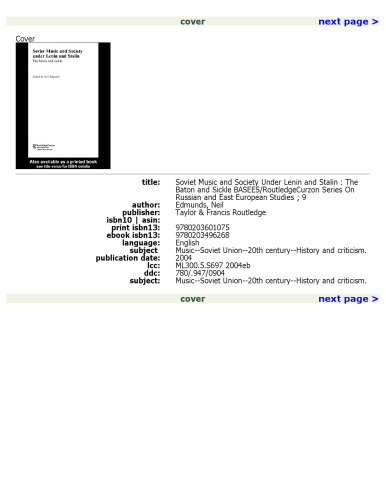 ﻿موسیقی و جامعه شوروی در زمان لنین و استالین: باتوم و داس (سریال بیس روتلج در مطالعات روسیه و اروپای شرقی)