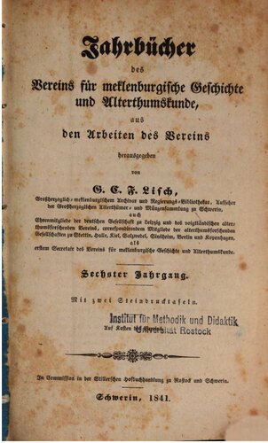 ﻿سالنامه های انجمن تاریخ و باستان مکلنبورگ