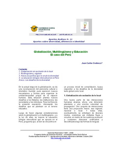 ﻿جهانی شدن، چندزبانگی و آموزش: مورد پرو