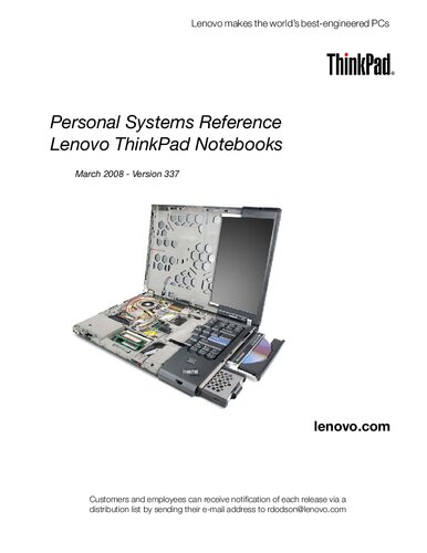 ﻿مرجع سیستم های شخصی: Lenovo ThinkPad Notebooks - مارس 2008، نسخه 337