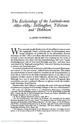 ﻿کلیسای شناسی مردان عرض جغرافیایی، 1660-1689: Stillingfleet، Tillotson و 