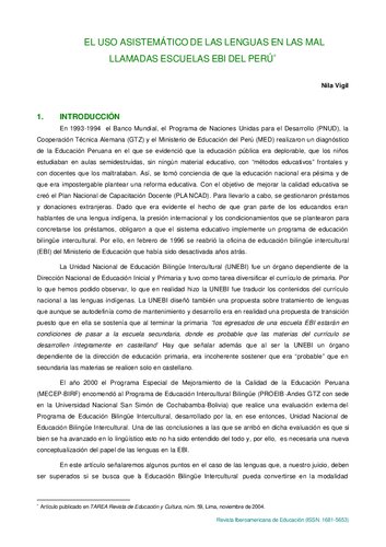 ﻿استفاده عربی از زبانها در مدارس SO -Called EBI (آموزش بین فرهنگی دو زبانه) پرو