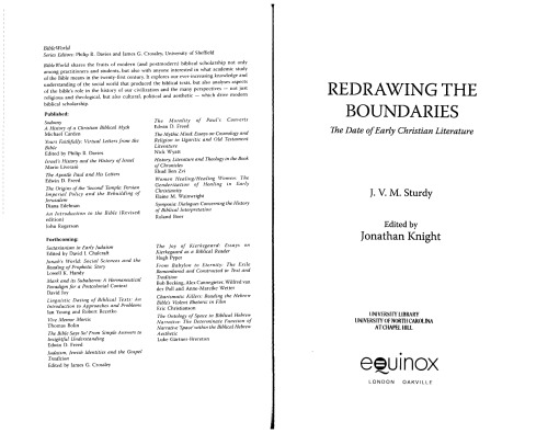 ﻿ترسیم مجدد مرزها: تاریخ ادبیات اولیه مسیحی (دنیای کتاب مقدس)