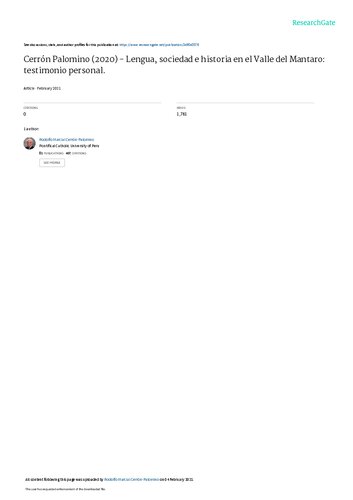 ﻿زبان، جامعه و تاریخ در دره مانتارو: شهادت شخصی