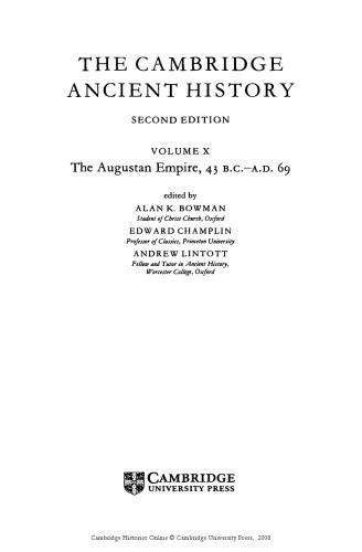تاریخ باستان کمبریج دوره 10: Empire of Augustan، 43 BC-AD 69