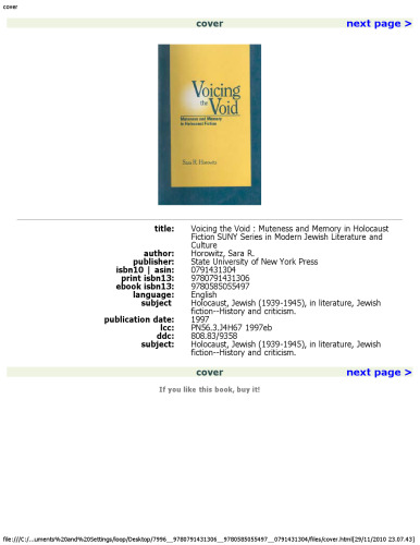 ﻿Voicing the Void: Muteness and Memory in Holocaust Fiction