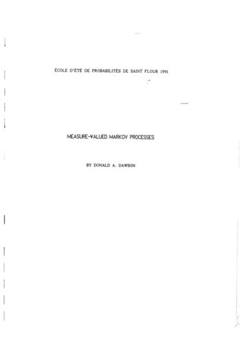 ﻿فرآیندهای مارکوف با ارزش اندازه گیری - Ecole d'Eté de Probabilités de Saint-Flour XXI - 1991