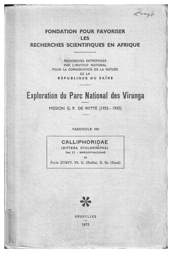﻿Exploration du Parc National des Virunga: Calliphoridae (Diptera:Cyclorrhapha) قسمت چهارم: Sarcophaginae