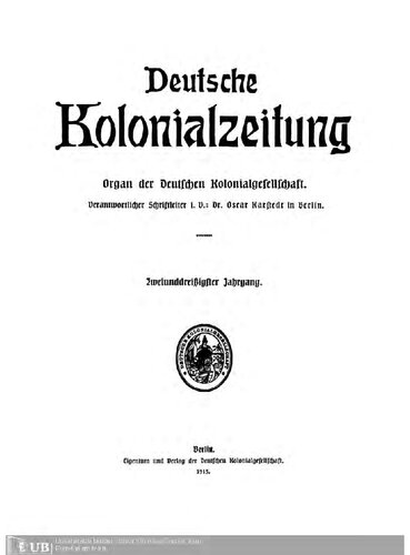 ﻿روزنامه استعمار آلمان ارگان انجمن استعمار آلمان
