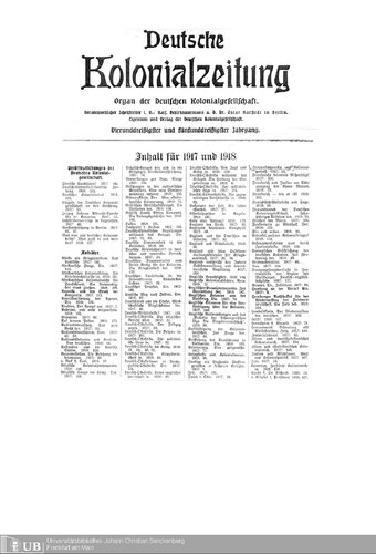 ﻿روزنامه استعمار آلمان. اندام جامعه استعماری آلمان