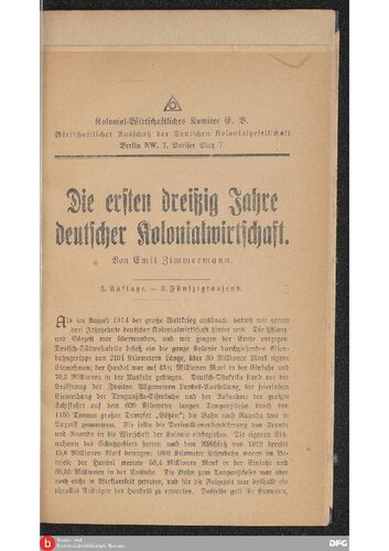 ﻿سی سال اول اقتصاد استعماری آلمان