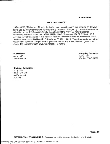 ﻿فلزات و آلیاژها در سیستم شماره گذاری یکپارچه - ویرایش هشتم. 1999