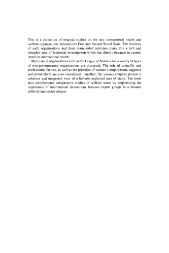 ﻿سازمان ها و جنبش های بین المللی بهداشت، 1918-1939