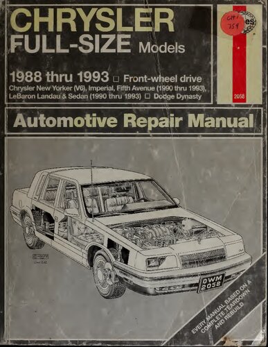 ﻿کتابچه راهنمای تعمیرات خودروهاینس کرایسلر مدل های سایز کامل 1988 تا 1993