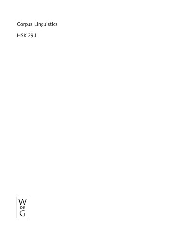 ﻿Corpus Linguistics: An International Handbook, Volume 1 (Handbooks of Linguistics and Communication Science)