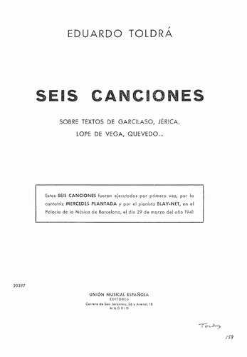 ﻿شش آهنگ اسپانیایی برای پیانو و آواز