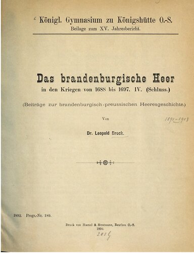 ﻿ارتش براندنبورگ در جنگ های 1688 تا 1697