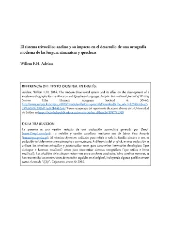 ﻿سیستم سه آوایی آند و تأثیر آن بر توسعه یک راست‌نویسی مدرن زبان‌های آیمارایی و کچوا