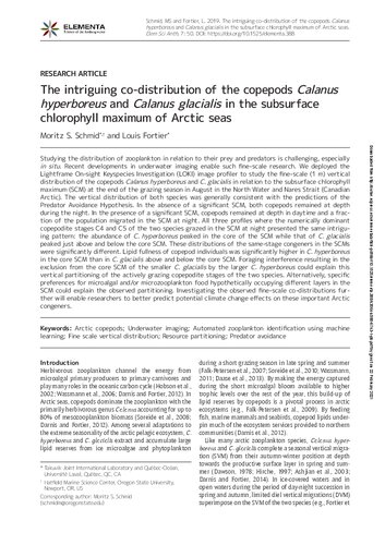 ﻿توزیع همزمان جذاب غلافهای Calanus hyperboreus و Calanus glacialis در حداکثر کلروفیل زیرسطحی دریاهای قطب شمال