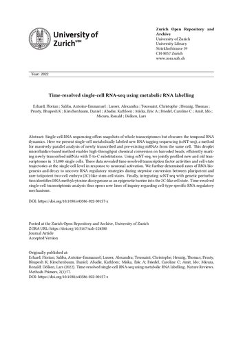﻿RNA-seq تک سلولی با زمان با استفاده از برچسب زدن RNA متابولیک