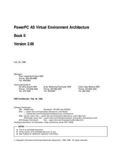 ﻿PowerPC AS Virtual Environment Architecture Book II نسخه 2.00