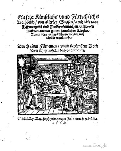 ﻿یک کتاب آشپزی بسیار مصنوعی و عالی از انواع غذاها، همچنین نحوه نگهداری لاتورگن و شکر و بسیاری از هنرهای خوب خانگی دیگر. برای همه افراد خانه بسیار ضروری و مفید است. توسط یک آشپز اصیل و معروف به همسرش تقدیم شد